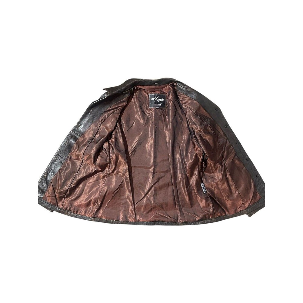 Vintage Wilsons Leather Maxima Women's Brown Genuine Leather Jacket XL Button Up - Picture 7 of 16